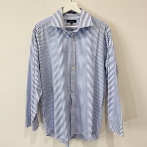 Daniel Hechter Light Blue Striped Cotton Dress Shirt Size 17
